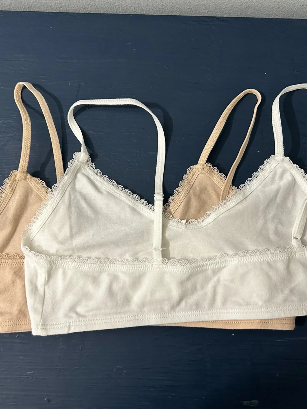 Target Girls 2-Pack Cream and Tan Cotton Bralette Tops NWOT